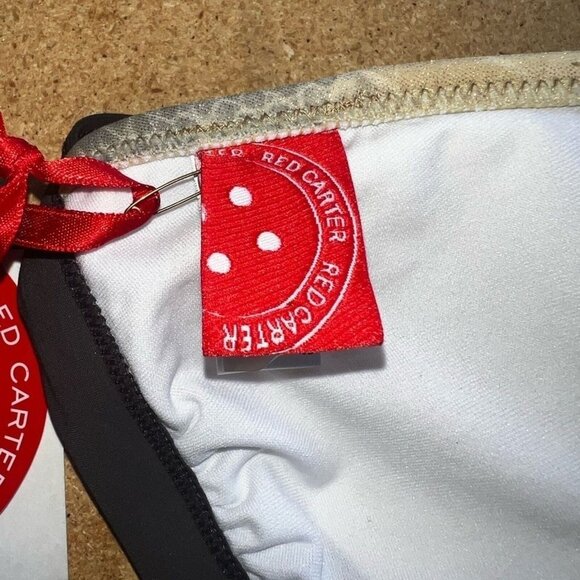 Red Carter Crocodile Print Bikini Top With Halter Tie & Gold Accents NWT Size XS - Picture 5 of 8